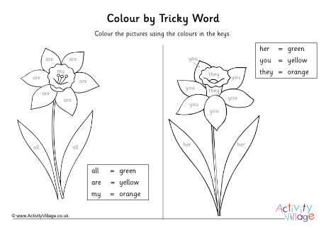 Daffodil colour by tricky words - phase 3