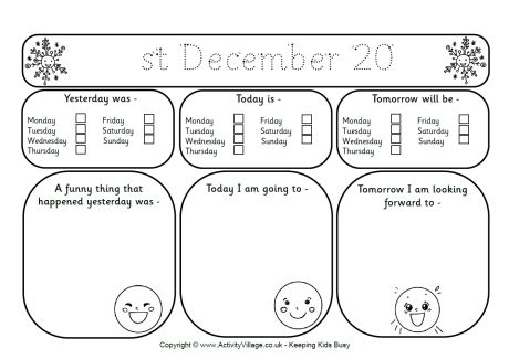Daily record sheets - December