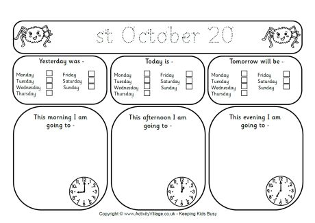Daily record sheets - October