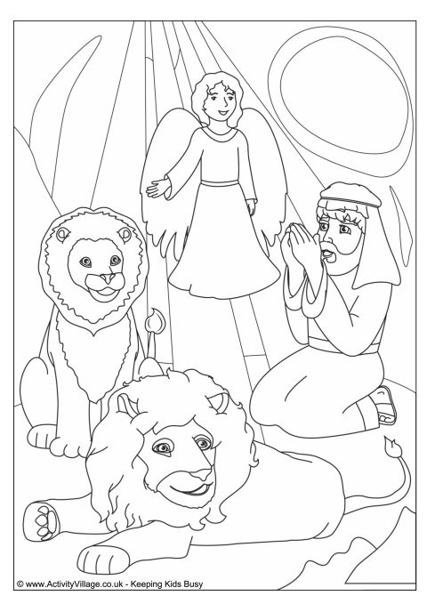 Daniel in the Lions' Den colouring page