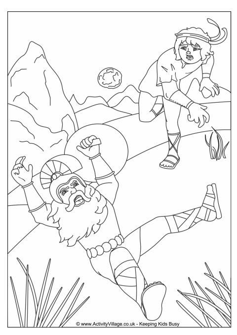 David and Goliath colouring page
