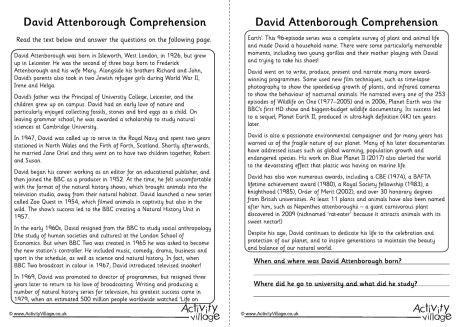 David Attenborough Comprehension
