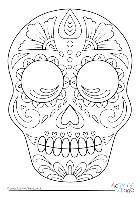 Day of The Dead Calavera Colouring Page 3