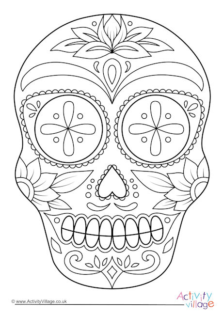 Day of The Dead Calavera Colouring Page 4