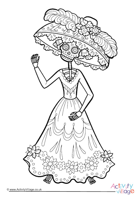 Day of the Dead colouring page 3