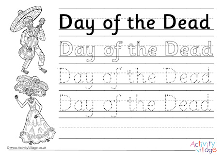 Day of the Dead handwriting workheet