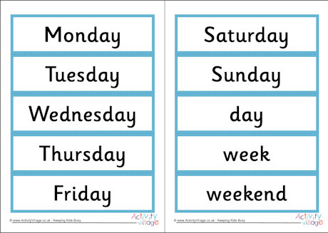 Day word cards