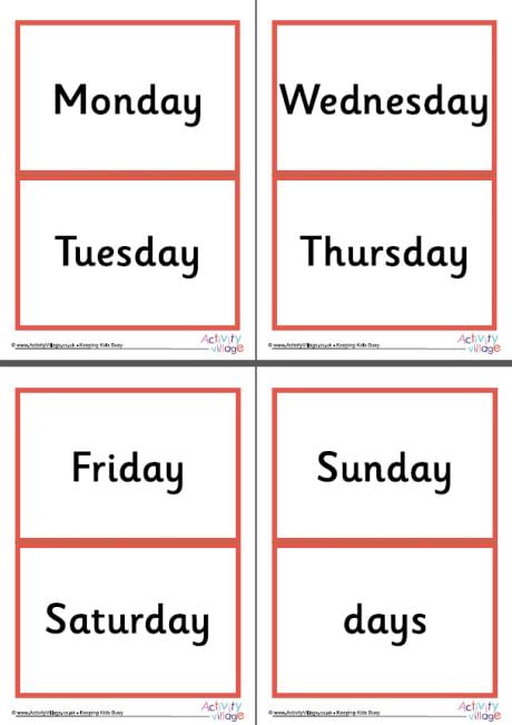 Days flash cards Days flash cards