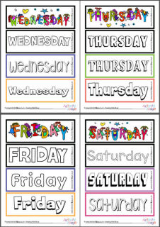 days of the week vocabulary printables