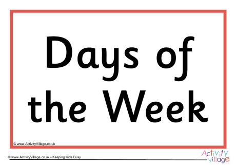 Days of the week sign