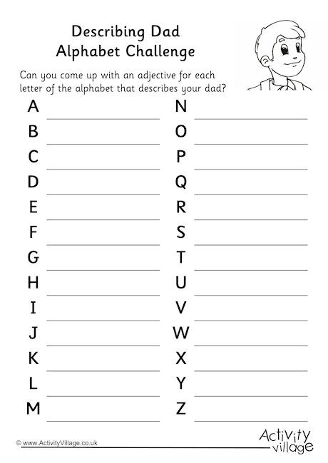Describing Dad Alphabet Challenge