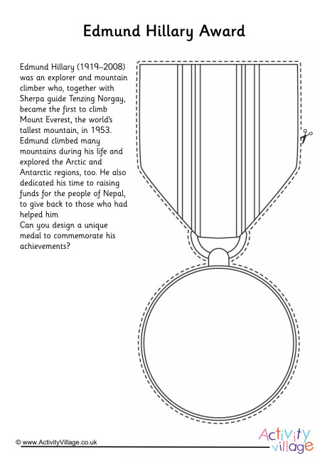 Design An Award For Edmund Hillary Worksheet