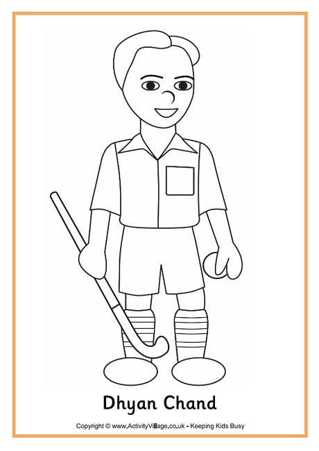 Dhyan Chand colouring page