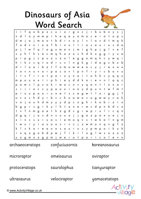 Dinosaurs Of Asia Word Search