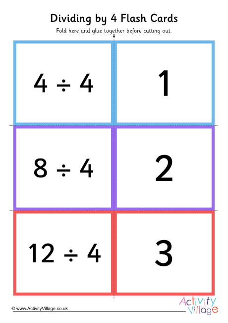 Dividing By 4 Folding Cards