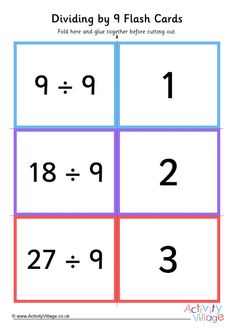 Dividing By 9 Folding Cards