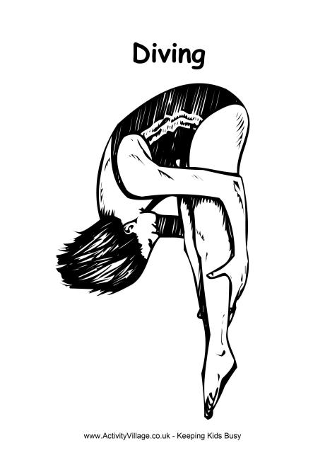 Diving colouring page 2