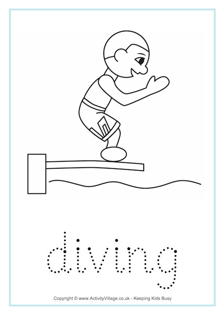 Diving tracing worksheet