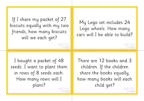 Division story sum cards set 2 Division story sum cards set 2
