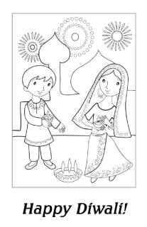 Diwali cards to colour