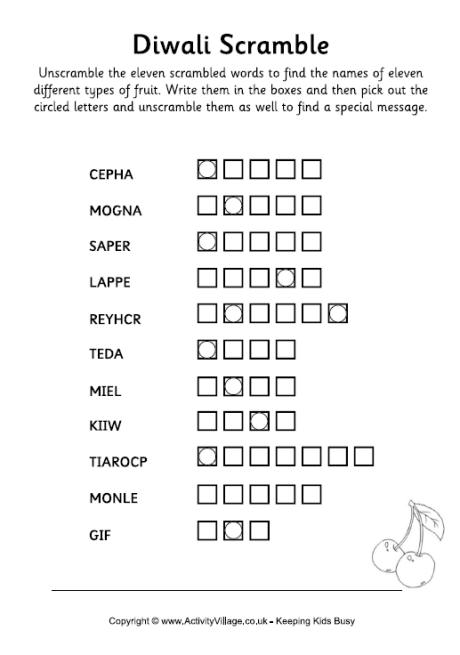 Diwali scramble puzzle Diwali scramble puzzle