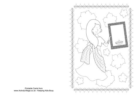 Diwali sister colouring card