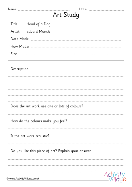 Dog Art Study Worksheet