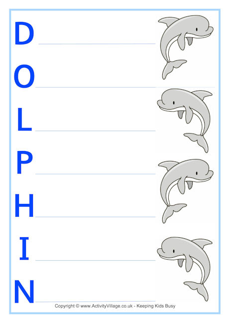 Dolphin acrostic poem printables