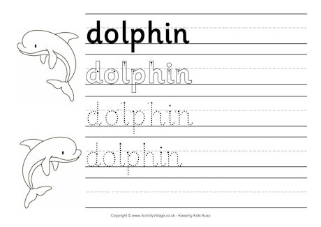 Dolphin handwriting worksheet