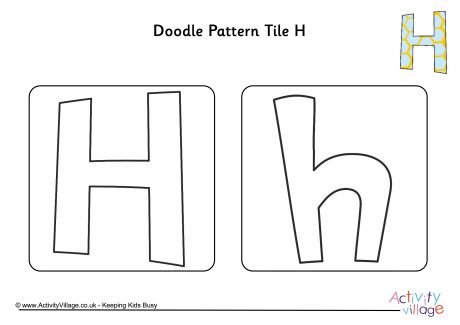 Doodle pattern tile alphabet H