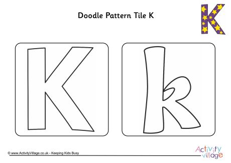 Doodle pattern tile alphabet K