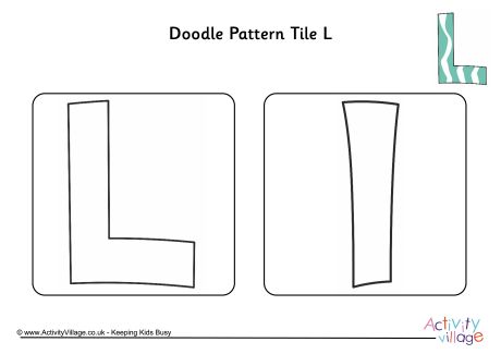 Doodle pattern tile alphabet L