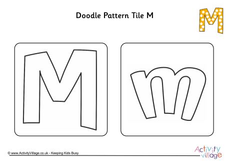 Doodle pattern tile alphabet M