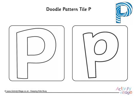 Doodle pattern tile alphabet P
