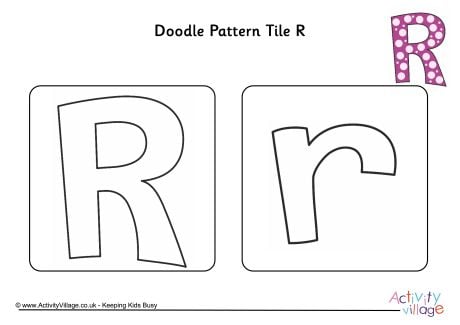 Doodle pattern tile alphabet R