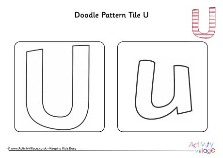 Doodle pattern tile alphabet U