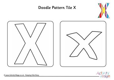 Doodle pattern tile alphabet X
