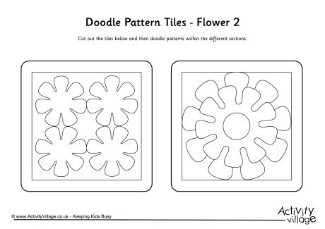 Doodle pattern tiles - flower 2
