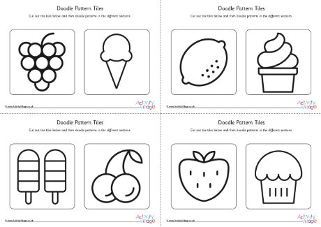 Doodle pattern tiles - summer food Doodle pattern tiles - summer food