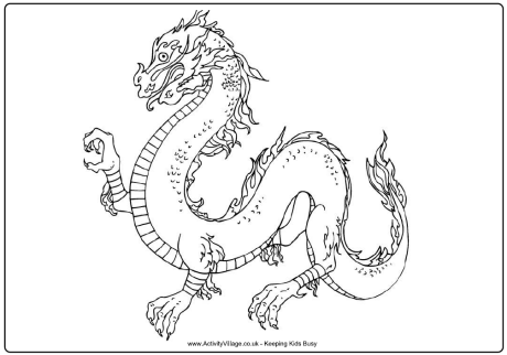 Dragon colouring page