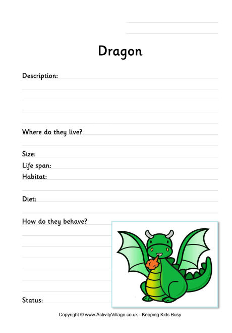 Dragon worksheet Dragon worksheet