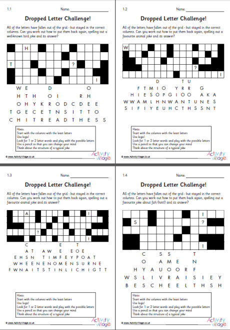 Dropped letter challenge puzzles set 1 Dropped letter challenge puzzles set 1
