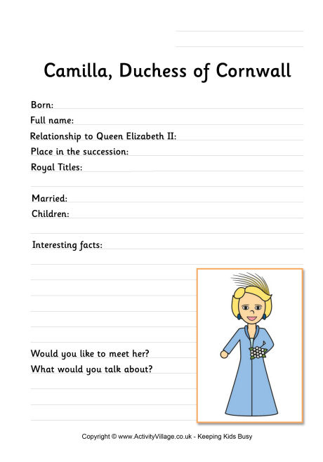 Duchess of Cornwall worksheet