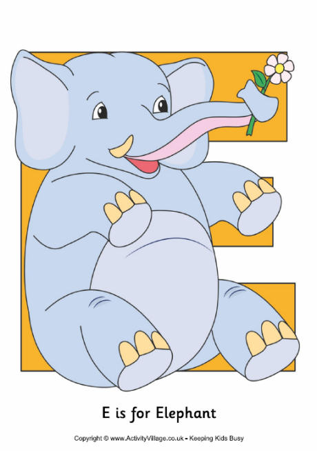 E is for elephant poster