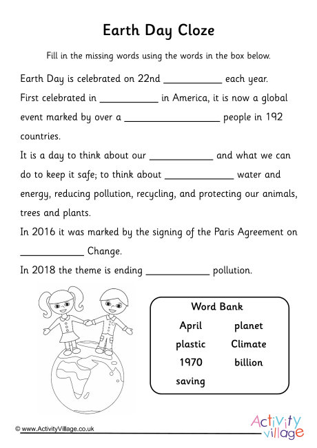 Earth Day cloze