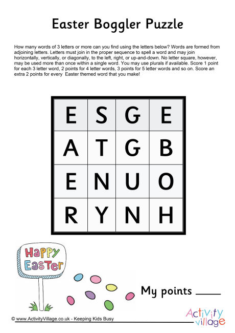 Easter boggler puzzle Easter boggler puzzle