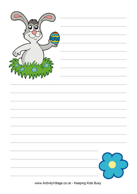 Easter bunny boy writing paper