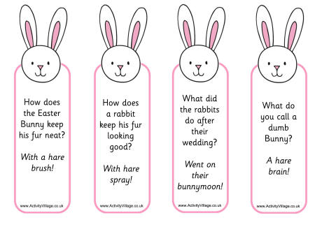 Easter Bunny jokes bookmarks