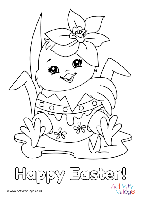 Easter Chick Colouring Page 3