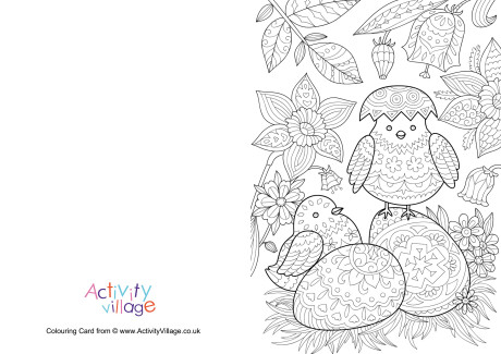 Easter chicks colouring card
